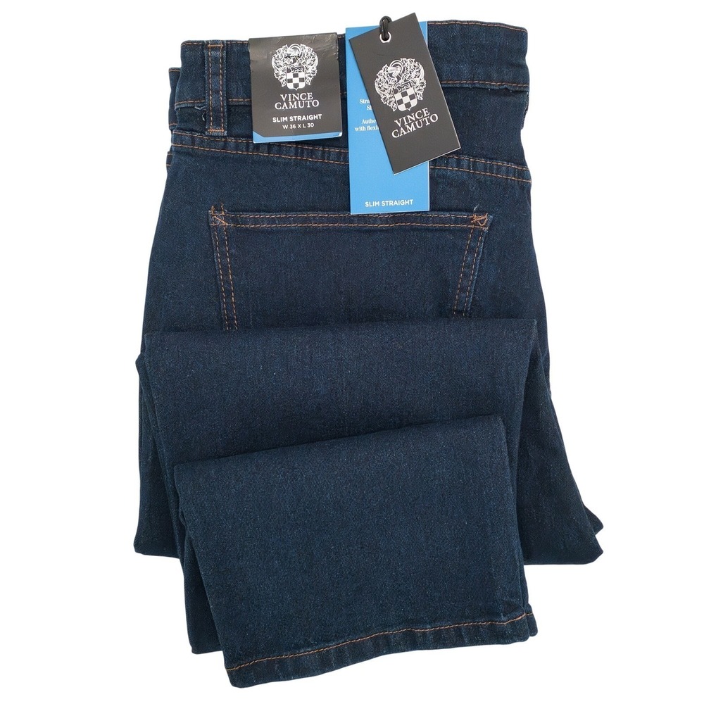 Vince Camuto Mens Authentic Slim Straight Braxton‎ Wash Denim Jeans 36 X 30 NWT